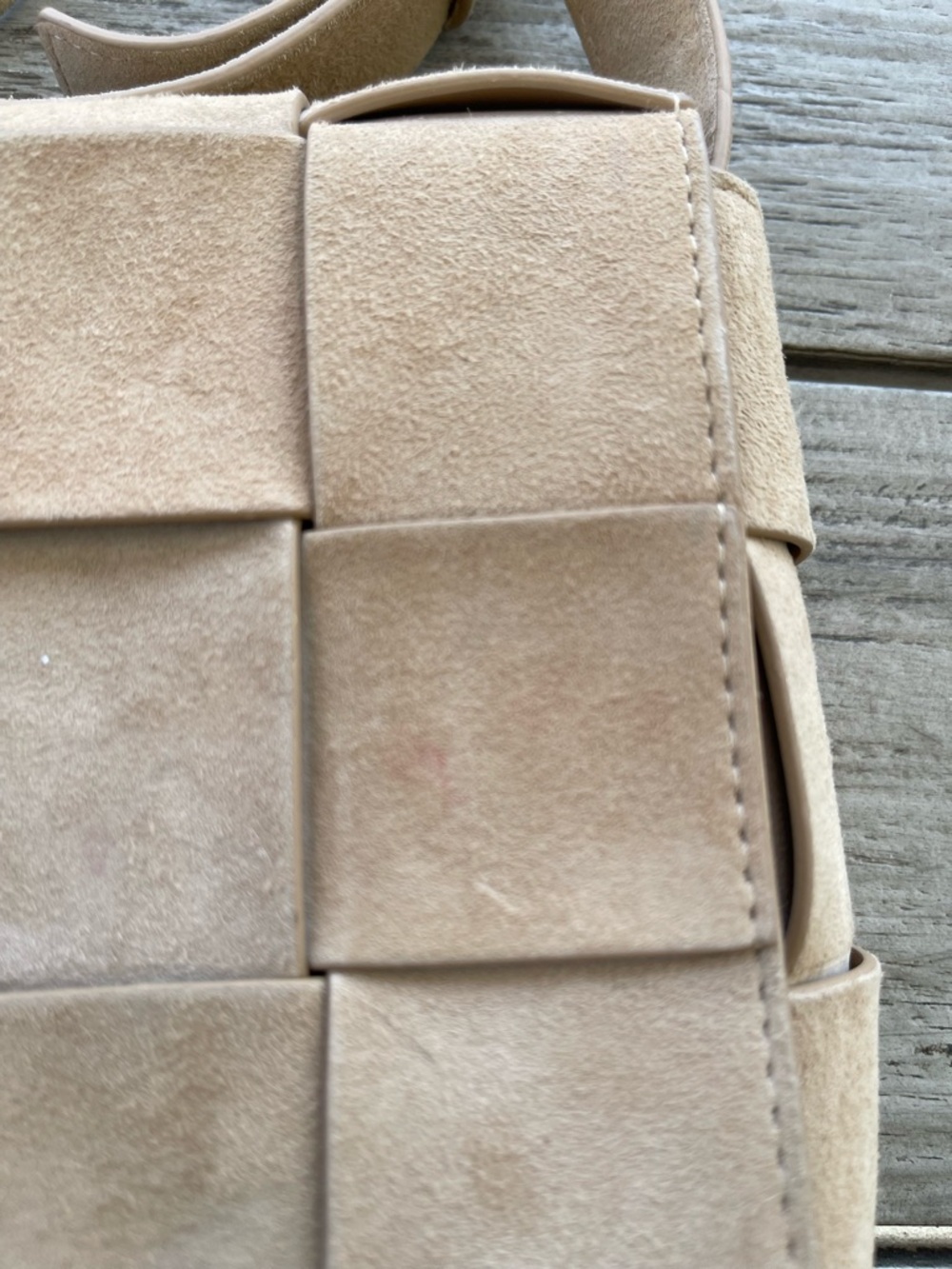 J McLaughlin Una Neutral Woven Suede Leather Crossbody Bag - Picture 7 of 11